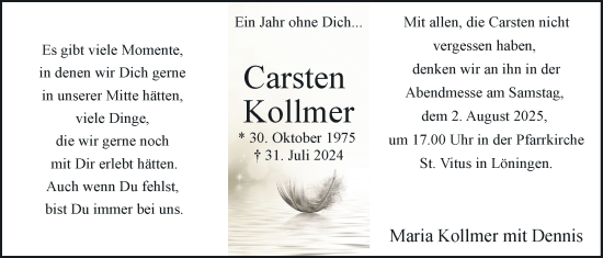 Anzeige von Carsten Kollmer 