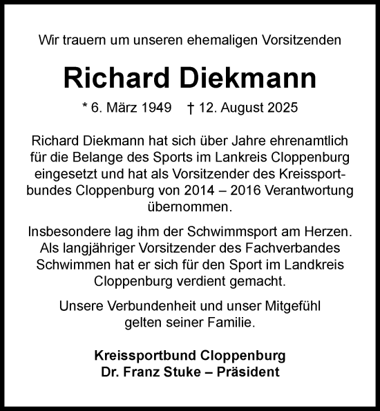Anzeige von Richard Diekmann von OM-Medien