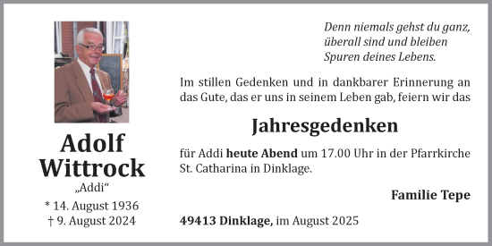 Anzeige von Adolf Wittrock von OM-Medien