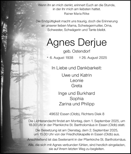 Anzeige von Agnes Derjue von OM-Medien