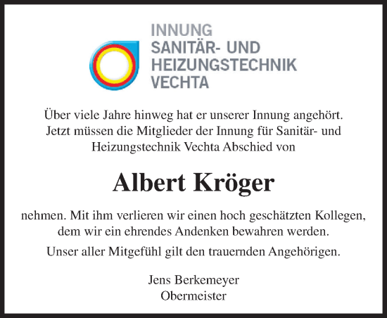 Anzeige von Albert Kröger von OM-Medien