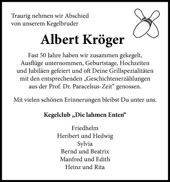 Anzeige von Albert Kröger von OM-Medien