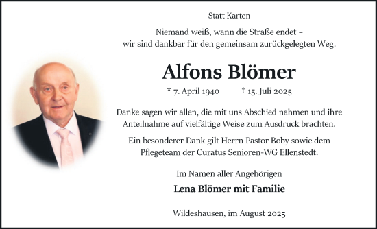 Anzeige von Alfons Blömer von OM-Medien