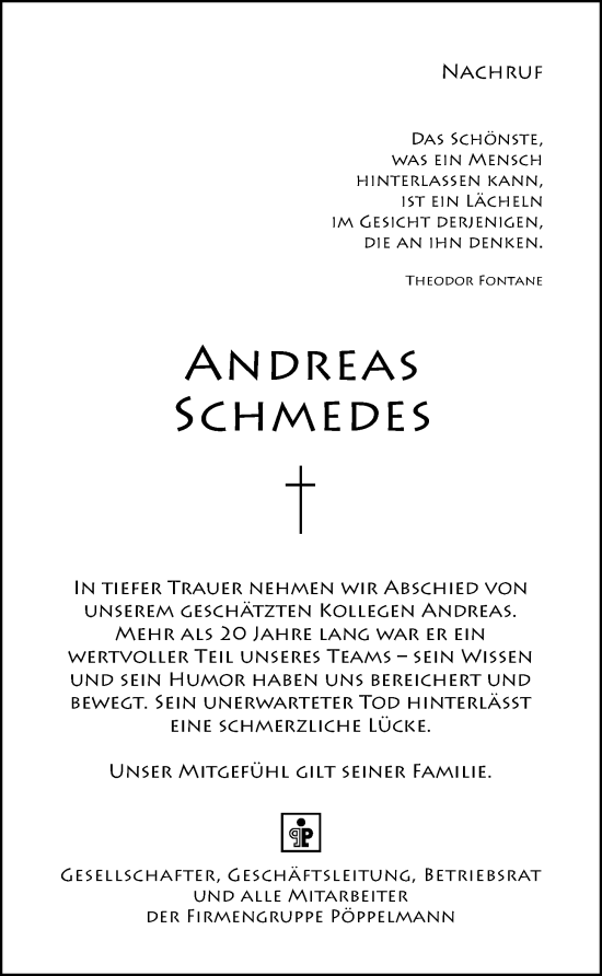Anzeige von Andreas Schmedes von OM-Medien