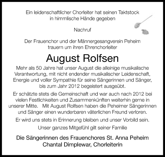 Anzeige von August Rolfsen von OM-Medien