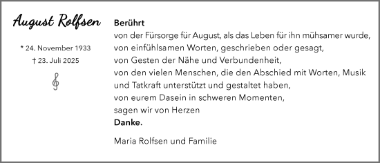 Anzeige von August Rolfsen von OM-Medien