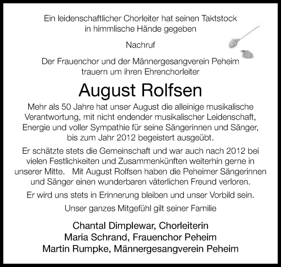Anzeige von August Rolfsen von OM-Medien