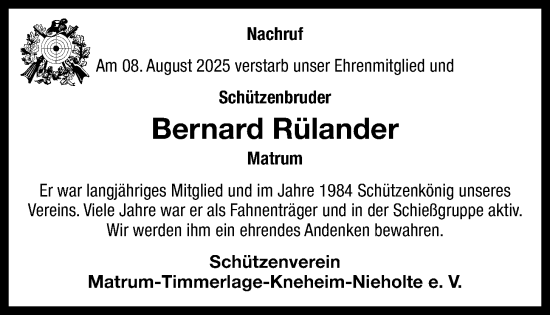 Anzeige von Bernard Rülander von OM-Medien