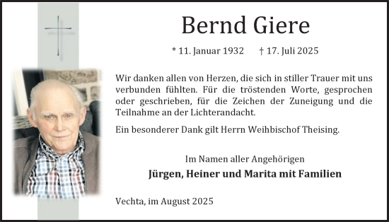 Anzeige von Bernd Giere von OM-Medien