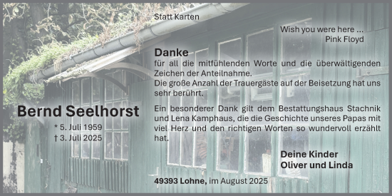 Anzeige von Bernd Seelhorst von OM-Medien
