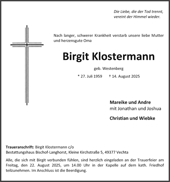 Anzeige von Birgit Klostermann von OM-Medien