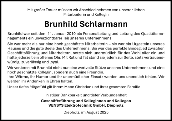 Anzeige von Brunhild Schlarmann von OM-Medien