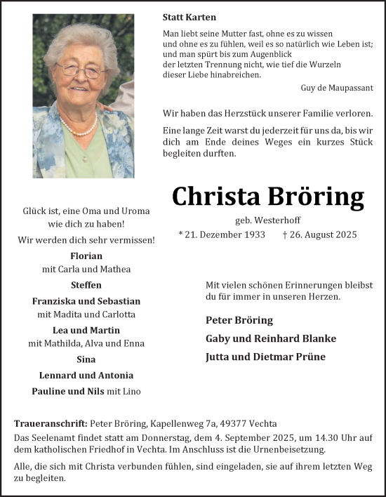 Anzeige von Christa Bröring von OM-Medien