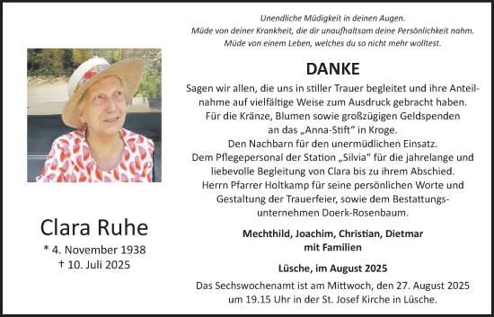 Anzeige von Clara Ruhe von OM-Medien