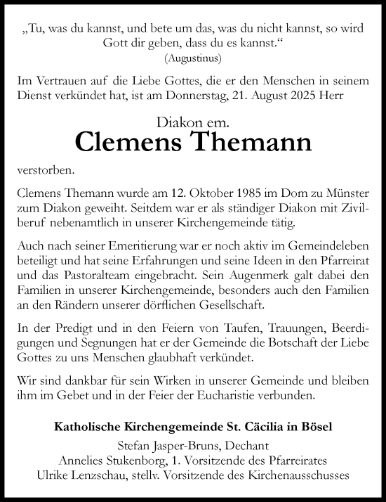 Anzeige von Clemens Themann von OM-Medien