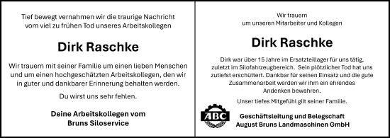 Anzeige von Dirk Raschke von OM-Medien