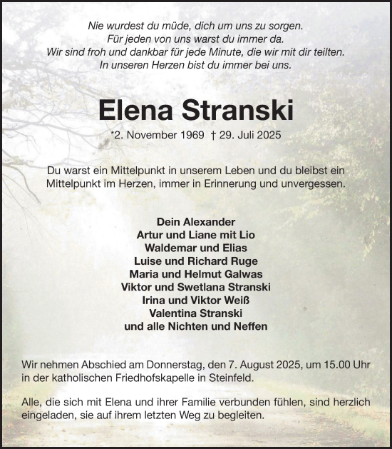 Anzeige von Elena Stranski von OM-Medien