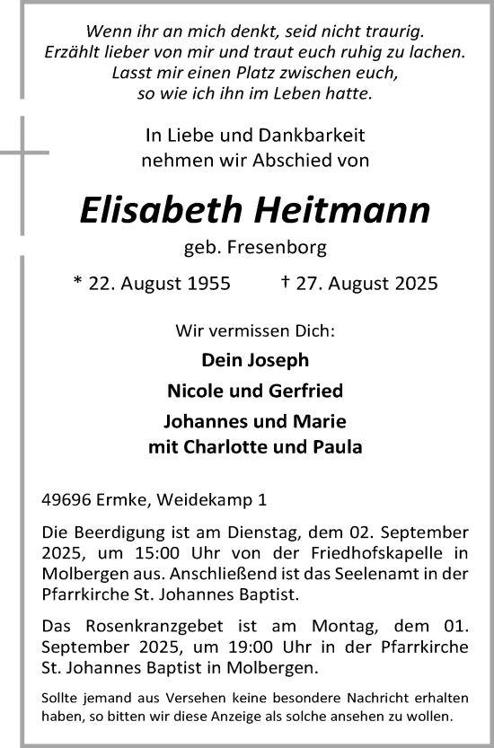 Anzeige von Elisabeth Heitmann von OM-Medien