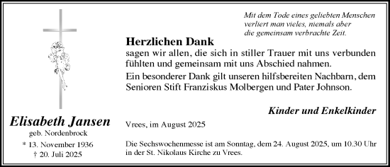 Anzeige von Elisabeth Jansen von OM-Medien