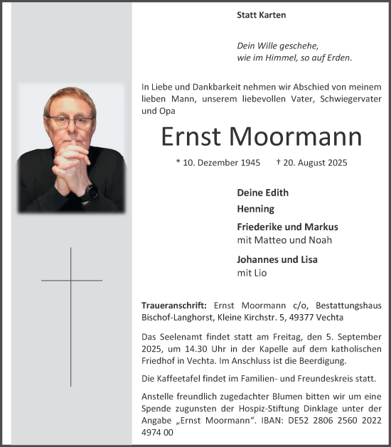 Anzeige von Ernst Moormann von OM-Medien
