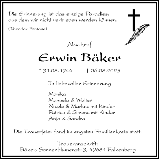 Anzeige von Erwin Bäker von OM-Medien