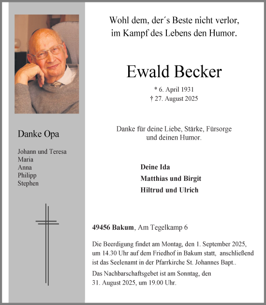 Anzeige von Ewald Becker von OM-Medien