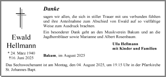 Anzeige von Ewald Hellmann von OM-Medien