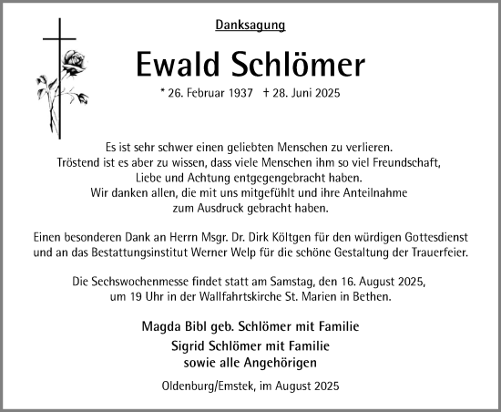 Anzeige von Ewald Schlömer von OM-Medien