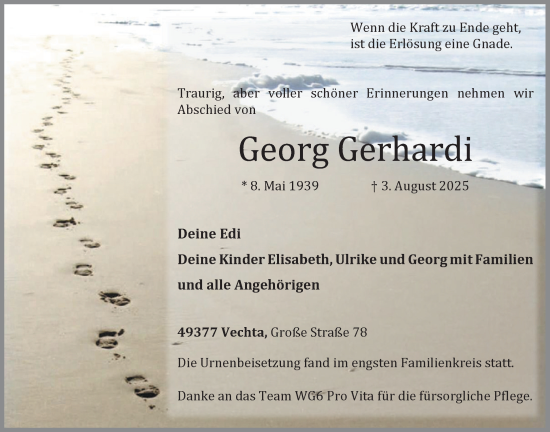 Anzeige von Georg Gerhardi von OM-Medien