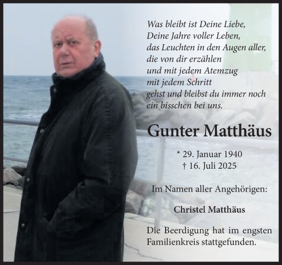 Anzeige von Gunter Matthäus von OM-Medien