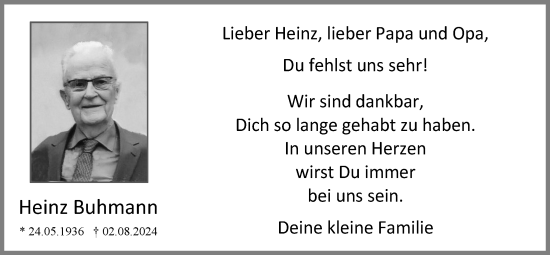 Anzeige von Heinz Buhmann von OM-Medien