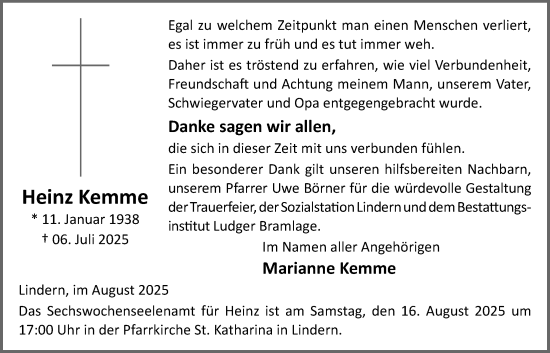 Anzeige von Heinz Kemme von OM-Medien