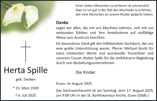 Anzeige von Herta Spille von OM-Medien