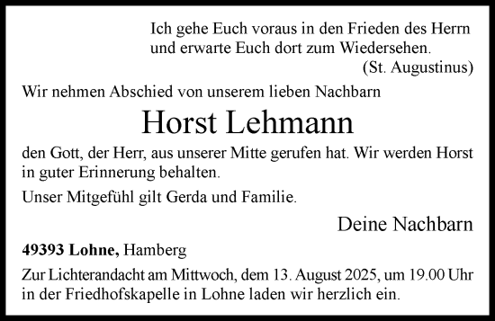 Anzeige von Horst Lehmann von OM-Medien