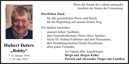 Anzeige von Hubert Deters von OM-Medien
