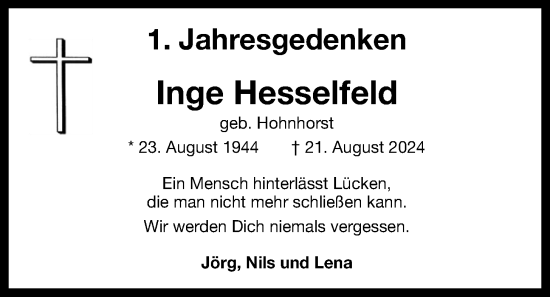 Anzeige von Inge Hesselfeld von OM-Medien