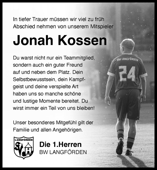 Anzeige von Jonah Kossen von OM-Medien