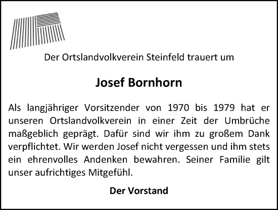 Anzeige von Josef Bornhorn von OM-Medien