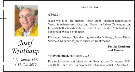 Anzeige von Josef Kruthaup von OM-Medien