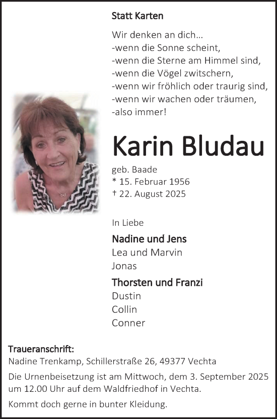 Anzeige von Karin Bludau von OM-Medien