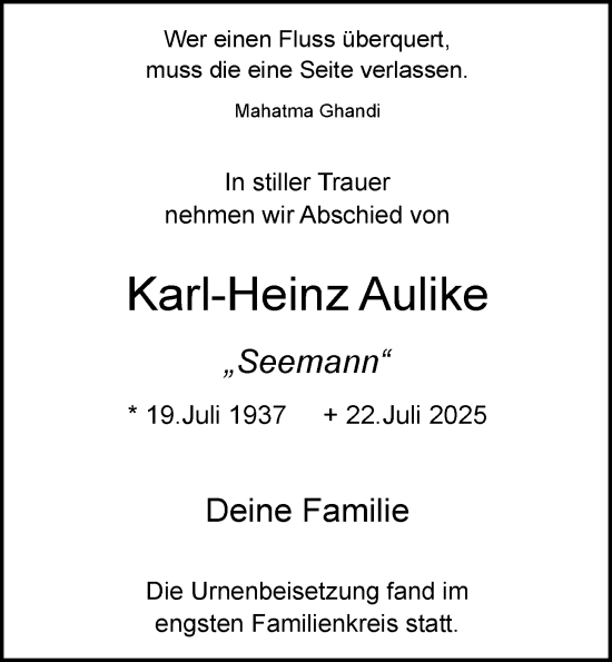 Anzeige von Karl-Heinz Aulike von OM-Medien