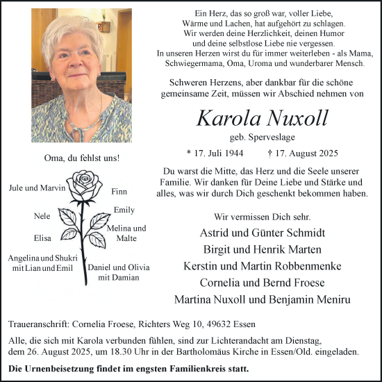 Anzeige von Karola Nuxoll von OM-Medien