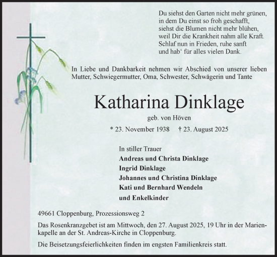 Anzeige von Katharina Dinklage von OM-Medien