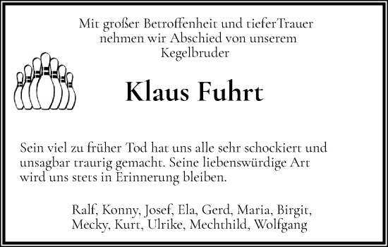 Anzeige von Klaus Fuhrt von OM-Medien