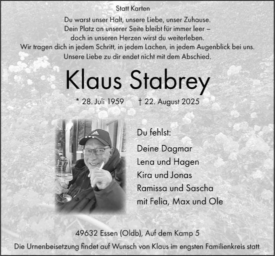 Anzeige von Klaus Stabrey von OM-Medien
