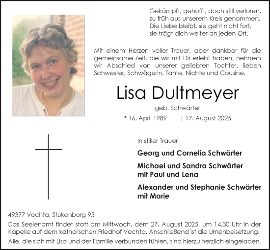 Anzeige von Lisa Dultmeyer von OM-Medien