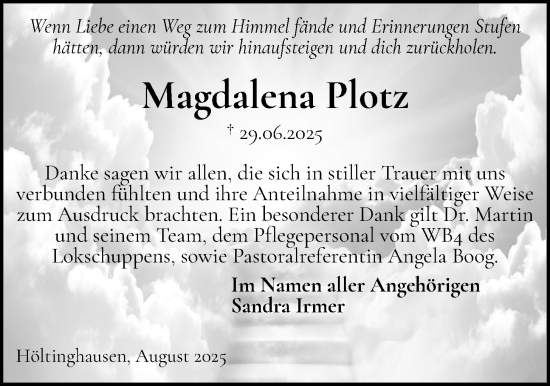 Anzeige von Magdalena Plotz von OM-Medien