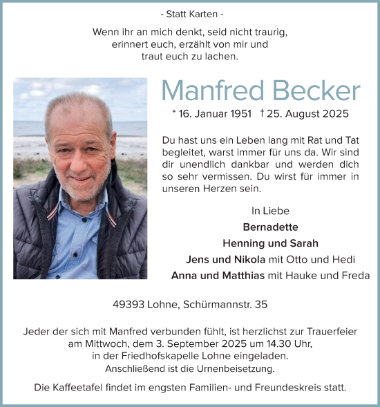 Anzeige von Manfred Becker von OM-Medien