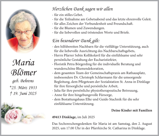 Anzeige von Maria Blömer von OM-Medien