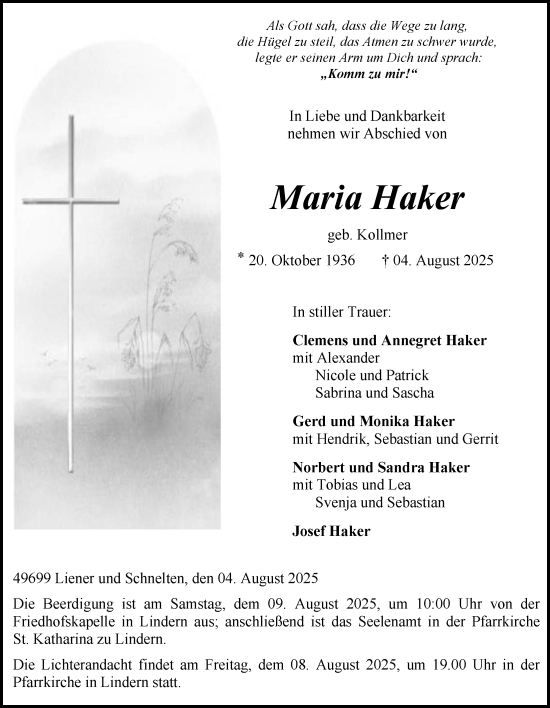 Anzeige von Maria Haker von OM-Medien